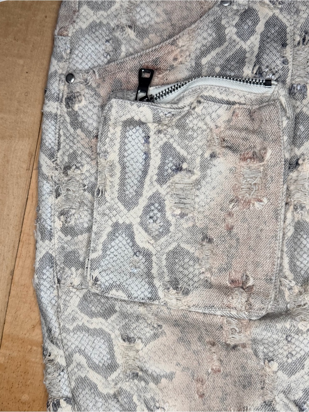 LIFTED ANCHORS HMANSON' DENIM SNAKESKIN PANT- BROWN Men’s 30 - Picture 4 of 7